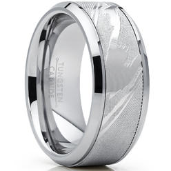 Bonndorf Men's Tungsten Carbide Wedding Band Ring, Inlaid Simulated Damascus Pattern 9mm
