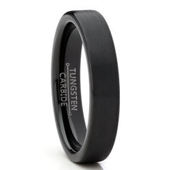 Metal Masters Co. Men Women Basic Black Tungsten Wedding Ring 4mm Matte Finish pipe-cut Comfort Fit