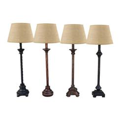 Buffet Lamps Cc Home Furnishings Set Of 4 Distressed Black And Brown Buffet Lamps With Burlap Drum Shades