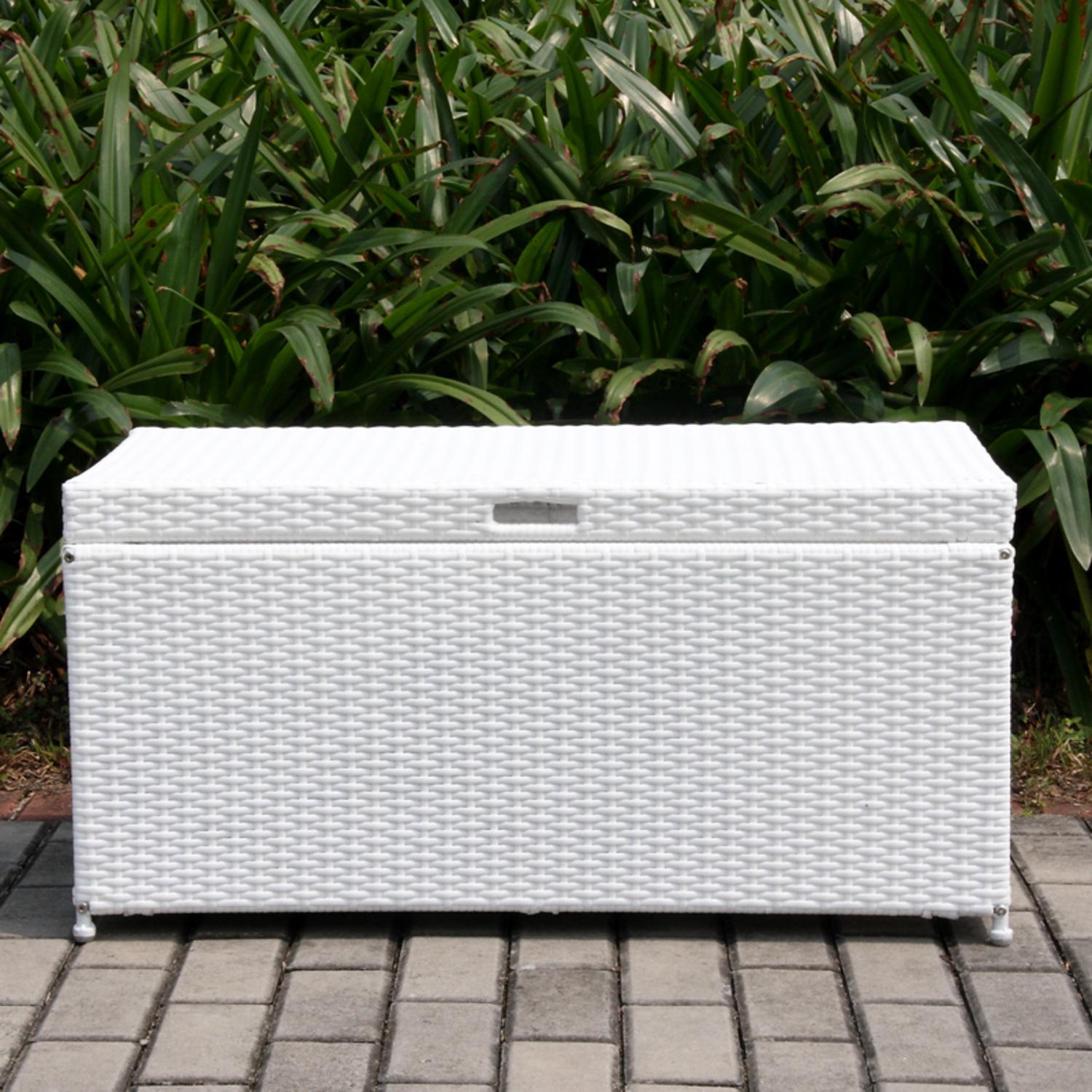 Wicker Patio Storage Box Cc Outdoor Living 40 White Resin Wicker Patio Garden Hinged Lidded Storage Deck Box