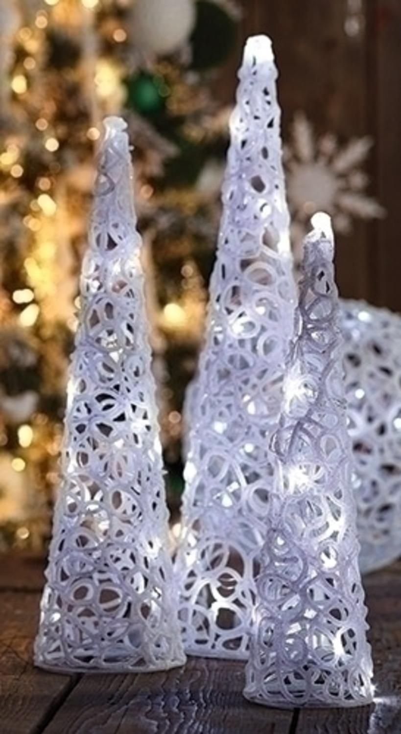 roman roman set of 3 battery operated led iced cone tree table top christmas decorations 15 - Battery Powered Christmas Decorations roman roman set of 3 battery operated led iced cone tree table top christmas decorations 15 - Battery Powered Christmas Decorations