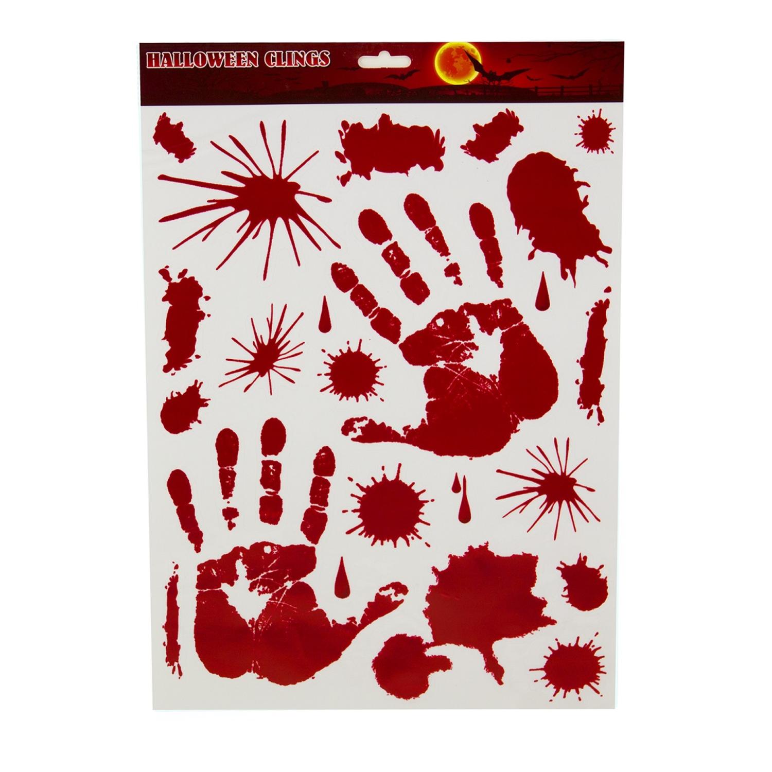 party central club pack of 264 white and red spooky bloody hand print halloween window cling