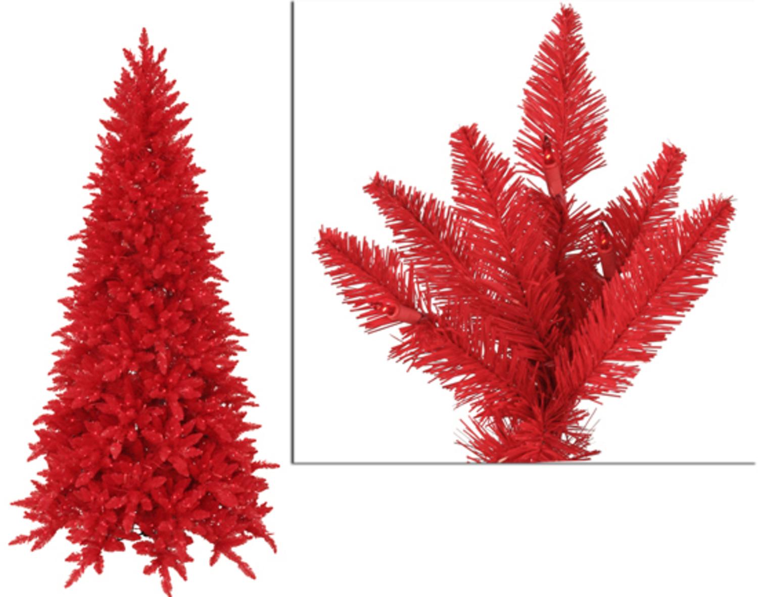 Vickerman 10 Pre Lit Slim Red Ashley Spruce Artificial Christmas Tree Vickerman 10 Pre Lit Slim Red Ashley Spruce Artificial Christmas Tree