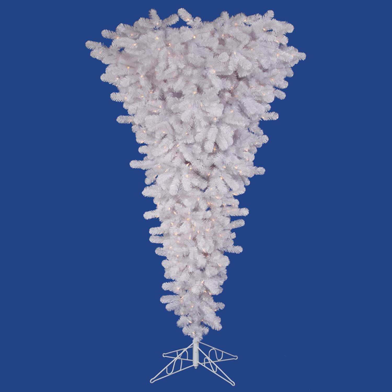 Vickerman 75 Pre Lit White American Spruce Upside Down Christmas Tree Vickerman 75 Pre Lit White American Spruce Upside Down Christmas Tree