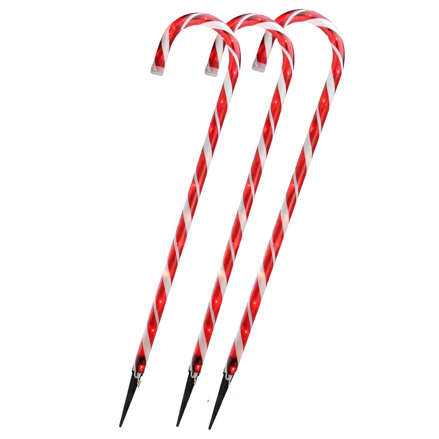 Northlight Set Of 3 Lighted Candy Cane Outdoor Decorations 28
