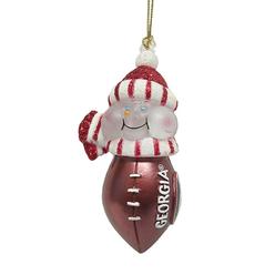 Scottish Christmas NCAA Georgia Bulldogs Lighted LED Football Snowman Christmas Ornament