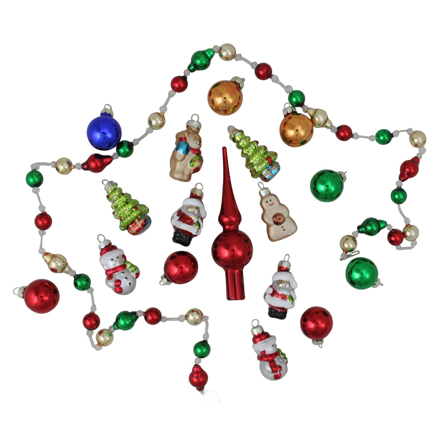 northlight northlight 18 piece beaded garland mini tree topper and figure christmas ornament set - Mini Christmas Tree Topper northlight northlight 18 piece beaded garland mini tree topper and figure christmas ornament set - Mini Christmas Tree Topper