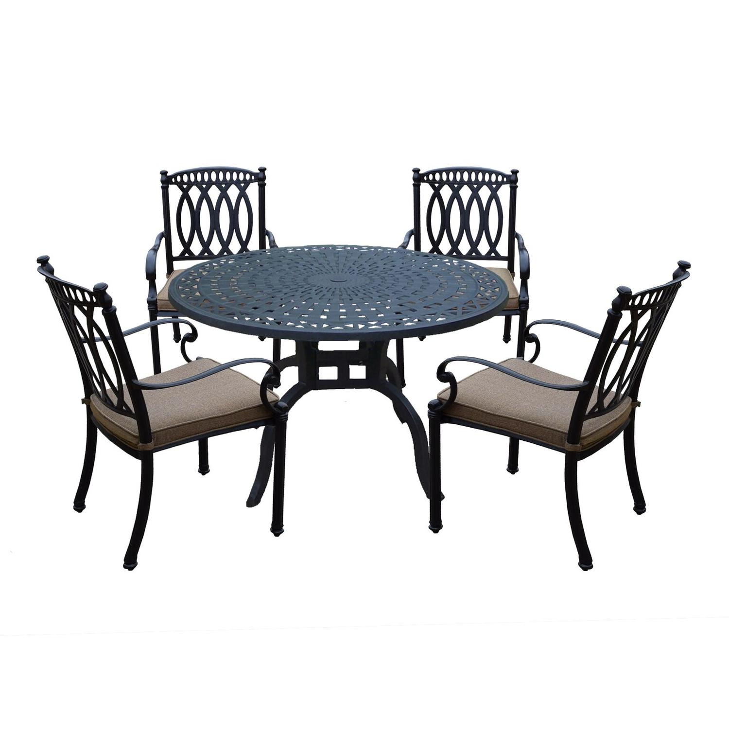 Patio Furniture Aluminum Kmart Cc Outdoor Living 5 Piece Black Morocco Round Aluminum Stackable Chair Patio Dining Set W