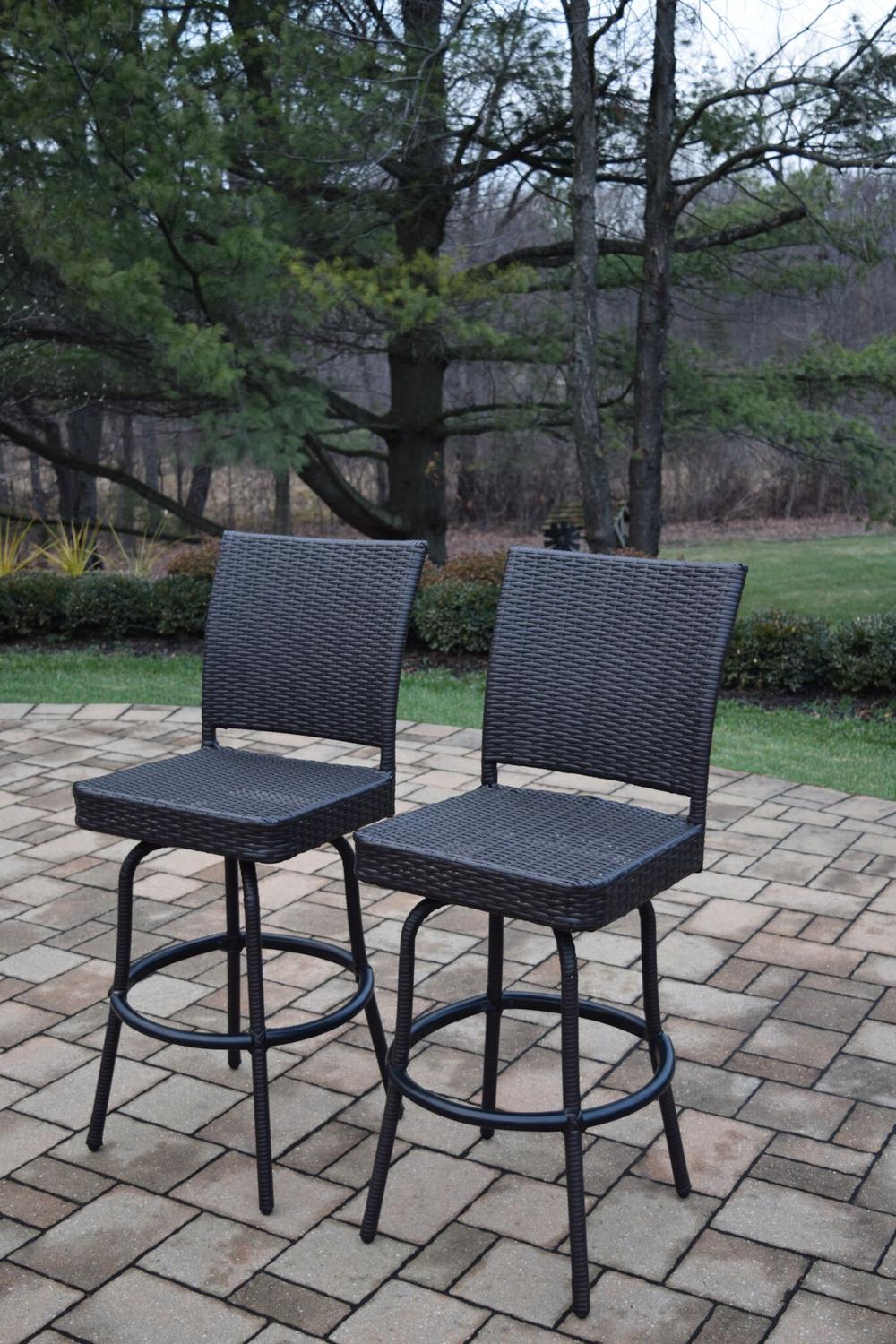 Swivel Wicker Chair Cc Outdoor Living Set Of 2 Coffee Brown Elite All Weather Resin Wicker Swivel Patio