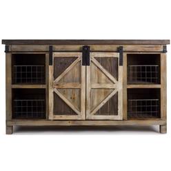 Wooden Storage Cabinet Wicker Baskets Melrose 55 L X 23 H Country Rustic Wooden Storage Cabinet With Metal Basket