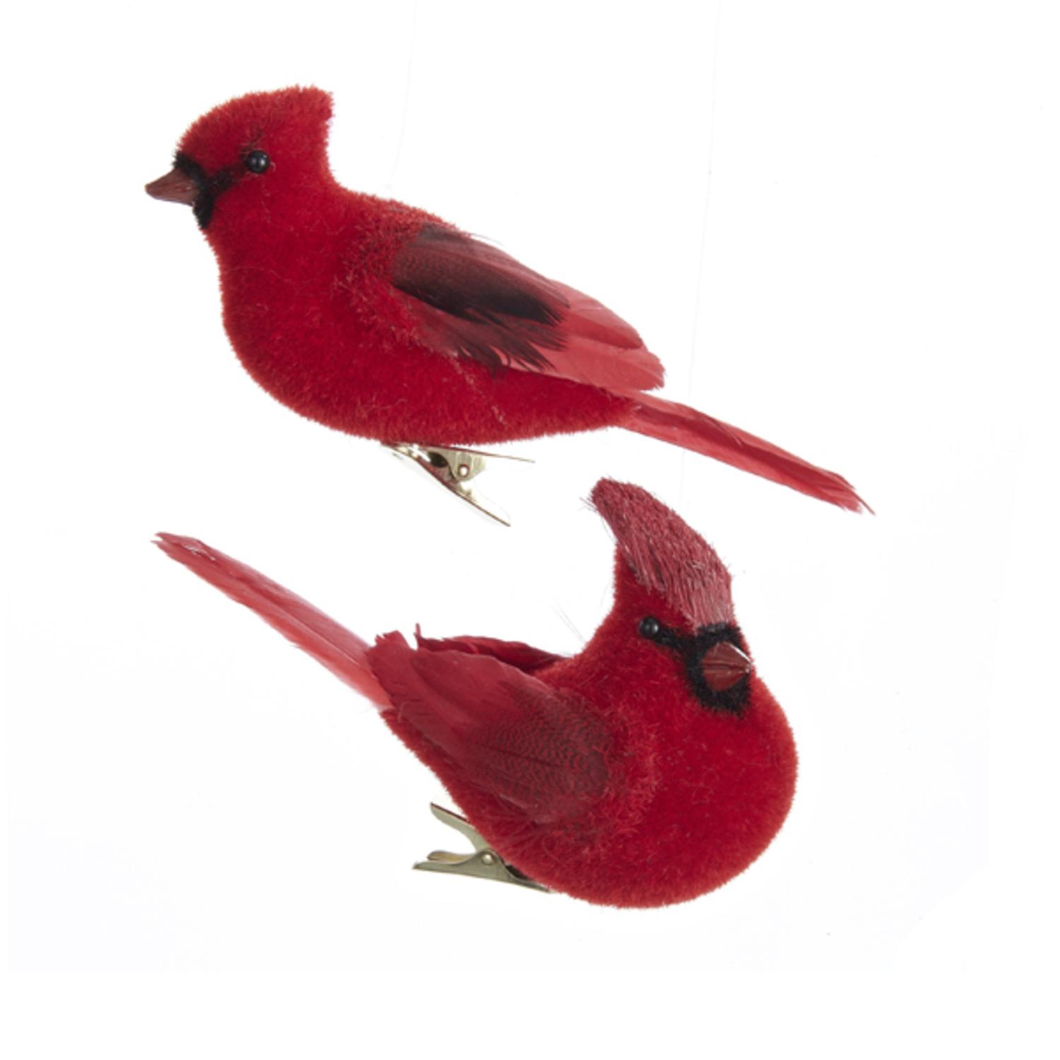 KSa Club Pack Of 12 Red Flocked Cardinal Bird Decorative Christmas Ornaments KSa Club Pack Of 12 Red Flocked Cardinal Bird Decorative Christmas Ornaments