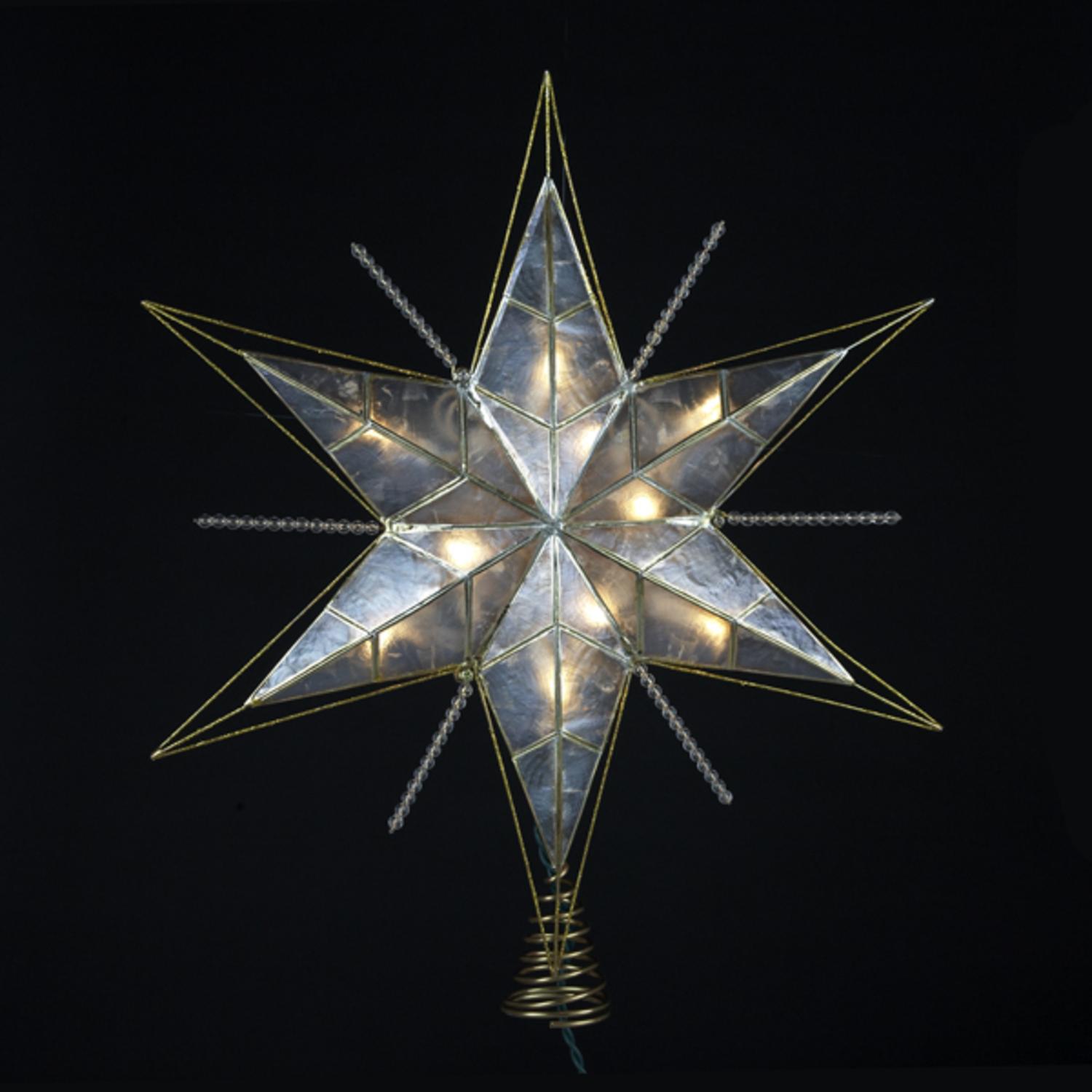 ksa 15 lighted capiz gold and beaded star christmas tree topper clear lights - Lighted Star Christmas Tree Topper ksa 15 lighted capiz gold and beaded star christmas tree topper clear lights - Lighted Star Christmas Tree Topper