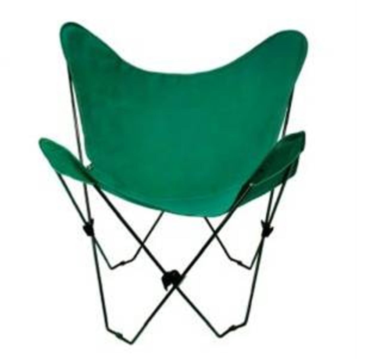 CC Outdoor Living 35" Retro Style Outdoor Patio Butterfly Chair with Green Cotton Duck Fabric Cover