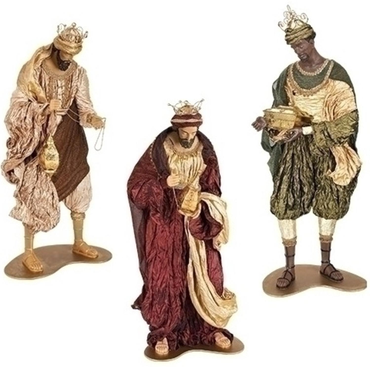 Roman 3 Piece Religious Christmas Three Kings Figures With Glittered Fabric Mache 51 Roman 3 Piece Religious Christmas Three Kings Figures With Glittered Fabric Mache 51