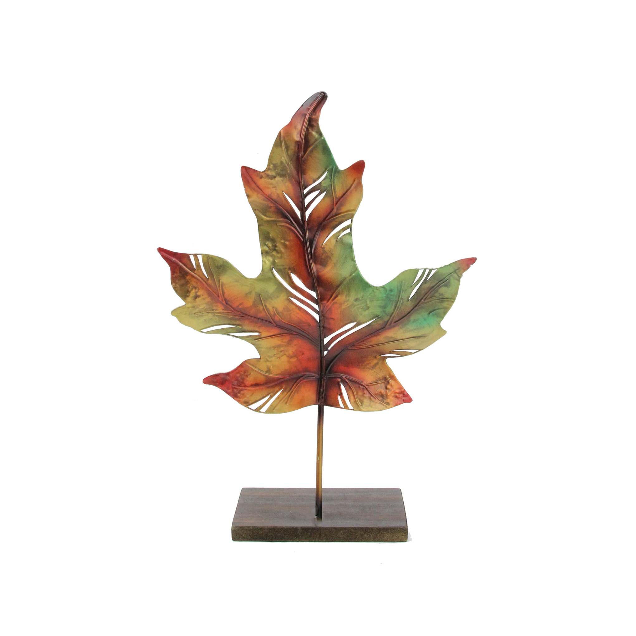 Roman 14" Green and Brown Autumn Maple Leaf Votive Candle Holder