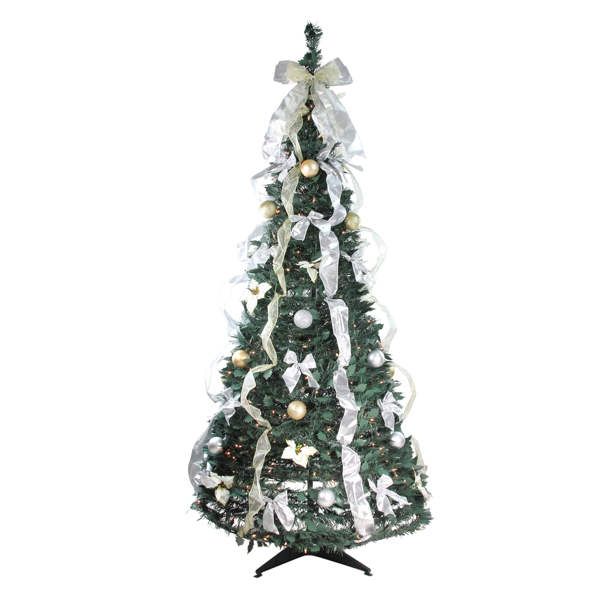 northlight 6 pre lit silver and gold decorated pop up artificial christmas tree - Pre Decorated Pop Up Christmas Trees northlight 6 pre lit silver and gold decorated pop up artificial christmas tree - Pre Decorated Pop Up Christmas Trees