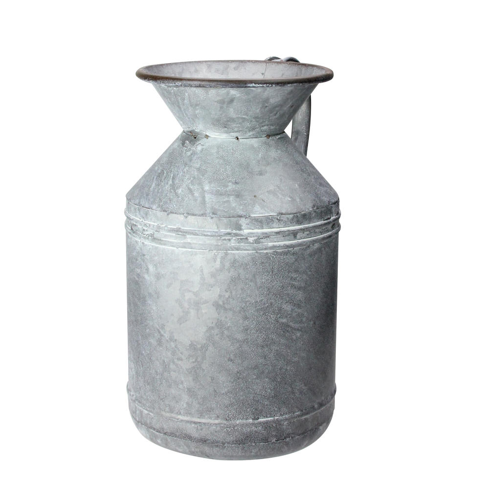 RAZ 13" Rustic Galvanized Decorative Metal Pitcher Vase
