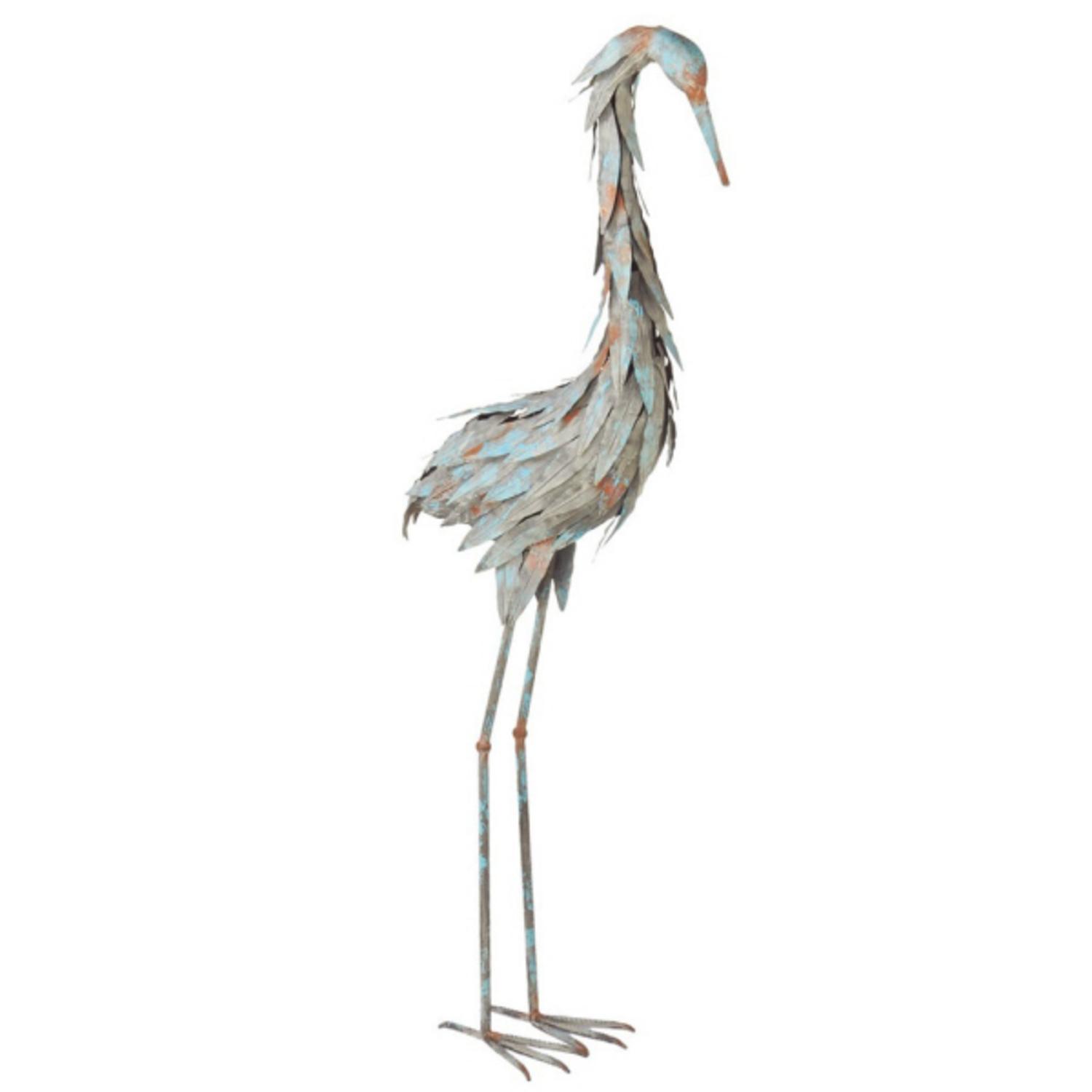 Large 35 All Metal Crane Heron Lawn Ornament Pair Cc Home Furnishings 46 75 Large Tropical Marine Distressed Finish Blue Heron Metal Sculpture Statue