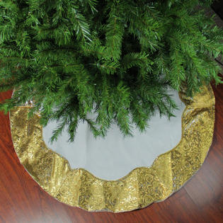 Northlight 48 White And Gold Two Toned Flourish Christmas Tree Skirt White And Gold Christmas Tree Skirt