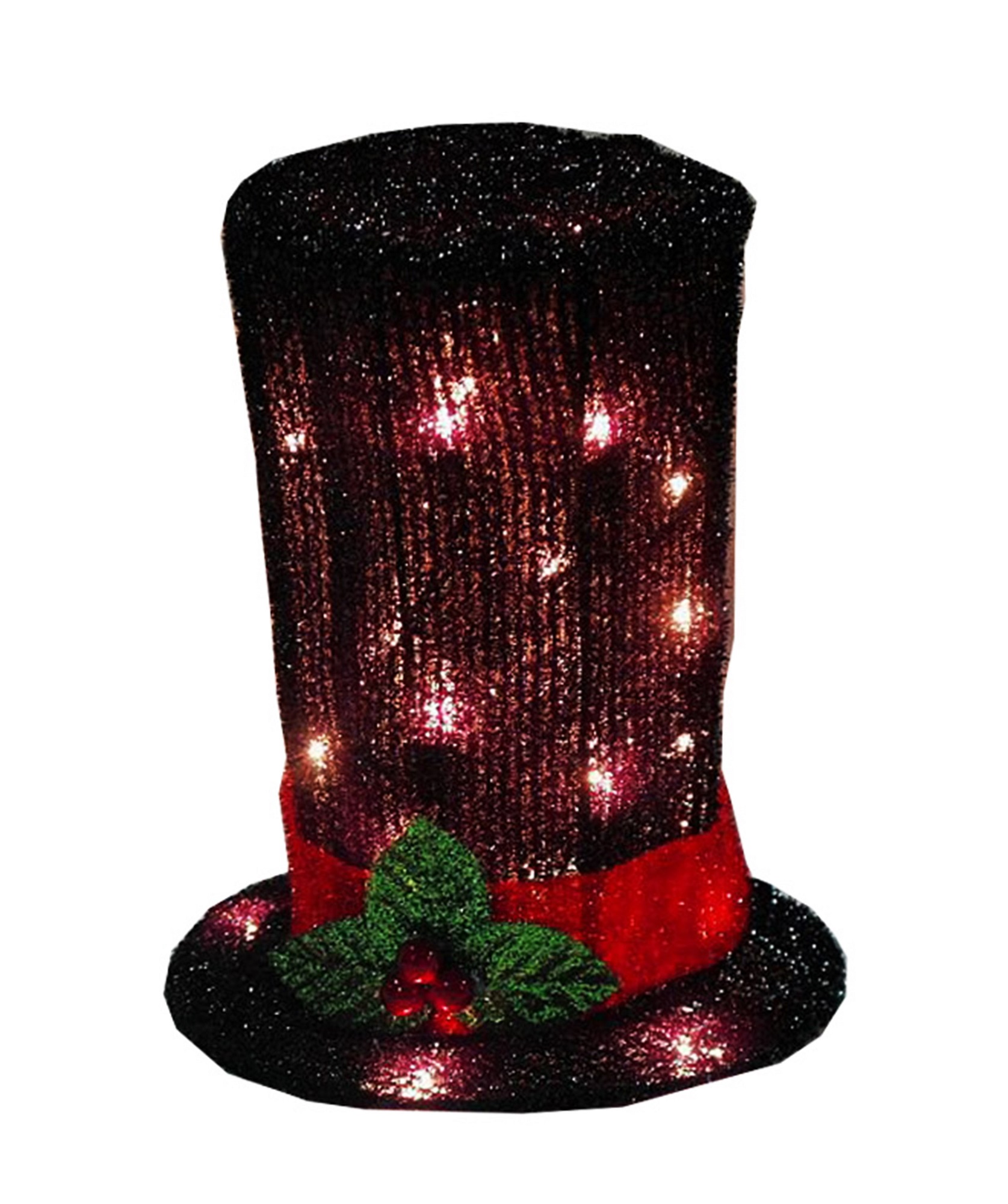 Northlight 9 Lighted Black Tinsel Snowman Top Hat Christmas Tree