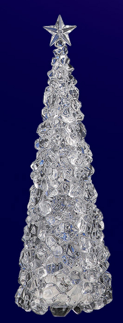 Icy Giftware Set of 2 Clear Decorative LED Lighted Ice Cube Christmas Tree Figurines 27"