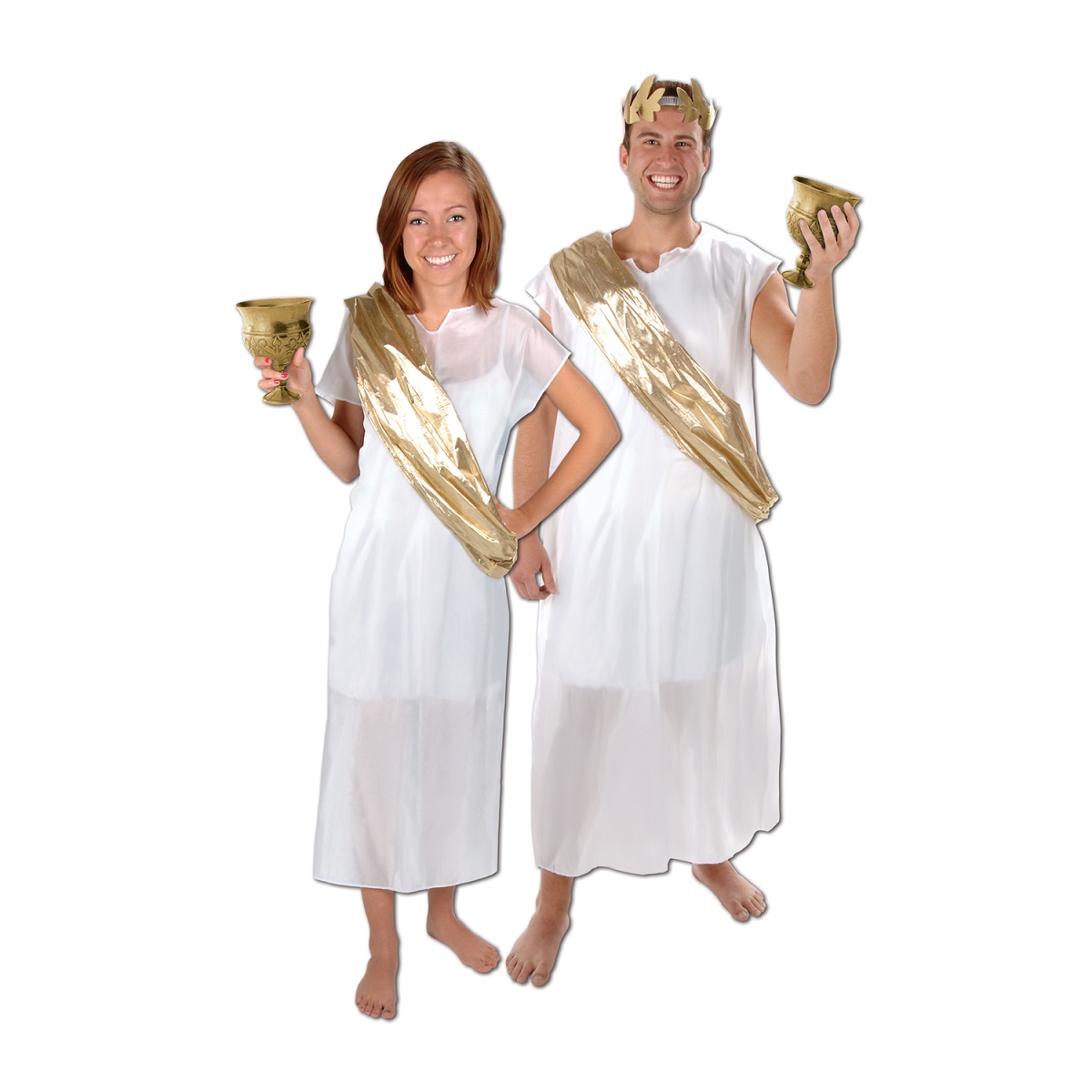 Party Central White and Gold Roman Toga and Sash Set Unisex