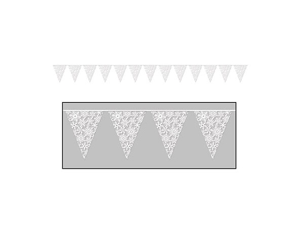 Party Central Club Pack of 12 White Snowflake Pennant Christmas Banners 2'