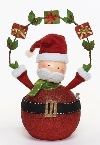 Roman 13" Red and Green Animated Santa Claus with Gifts Christmas Figurine