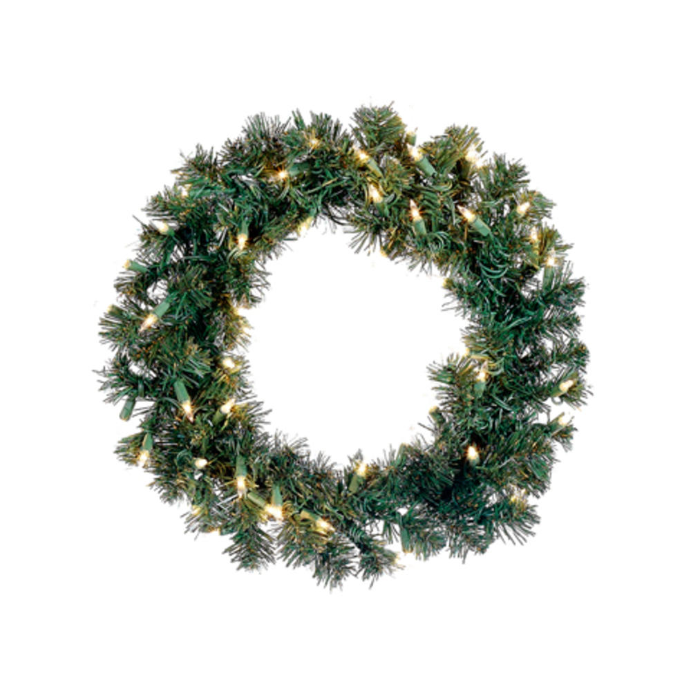 Allstate 12" Pre-Lit Deluxe Windsor Pine Artificial Christmas Wreath - Clear Lights