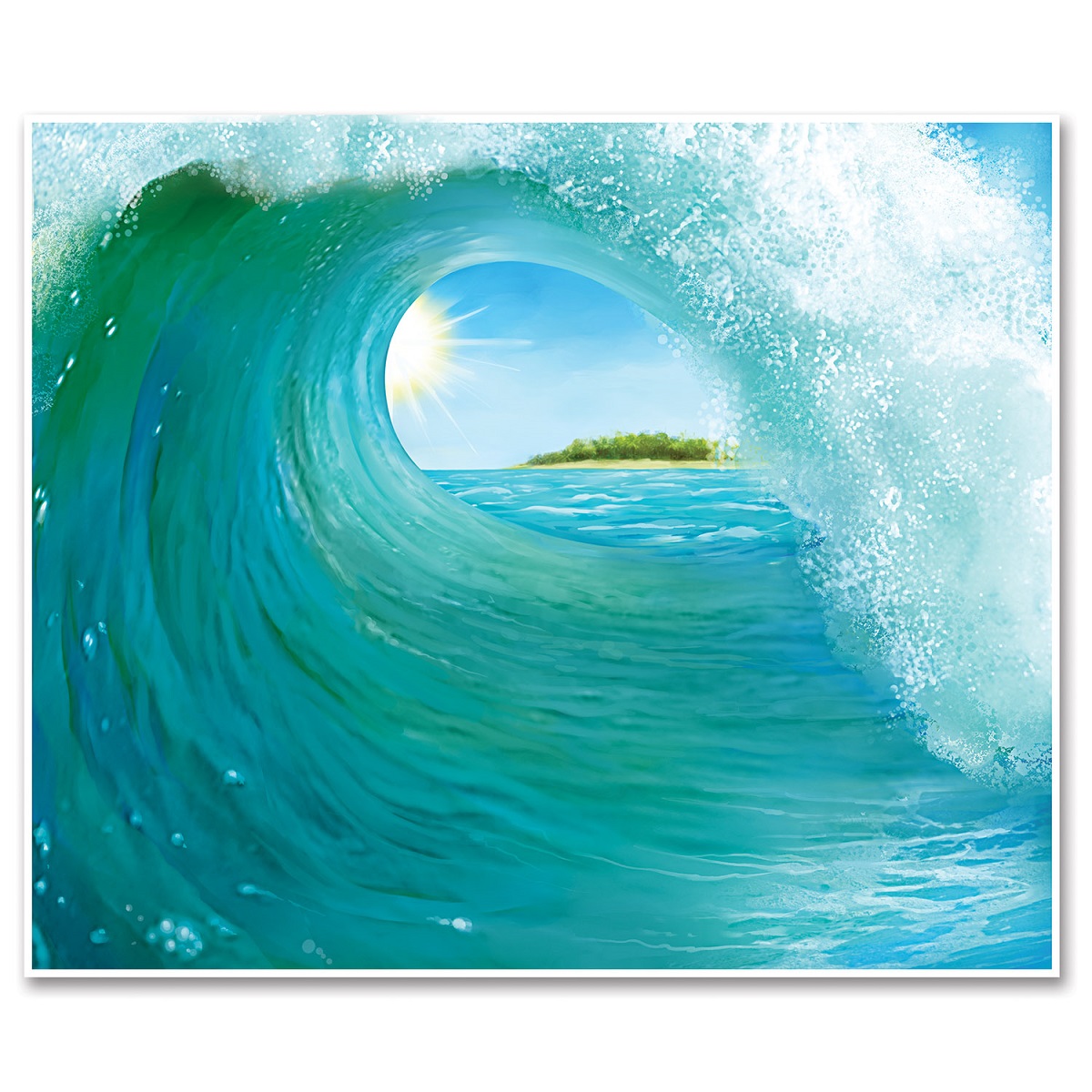 Party Central Pack of 6 Blue Tunnel Surf Wave Mural Photo Backdrop Wall Decor 6'