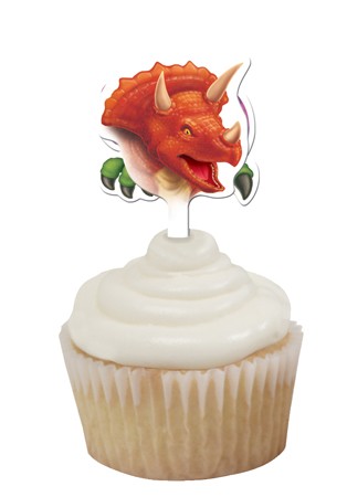 Party Central Club Pack of 144 White and Red Dino Blast Birthday Party Decorating Cupcake Dessert Toppers 2.75"