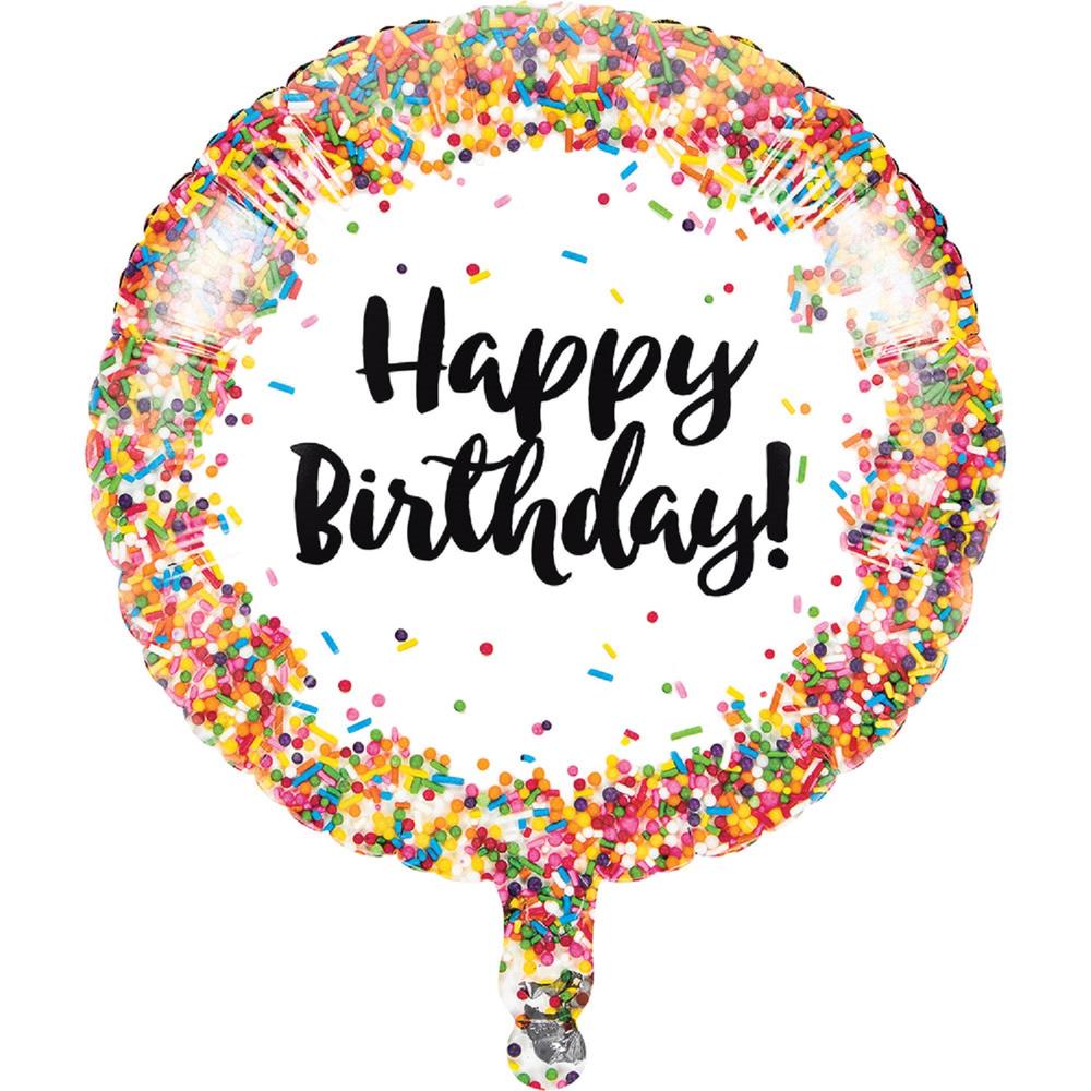 Party Central Pack of 10 Multicolored Sprinkles "Happy Birthday" Foil Party Balloons 18"