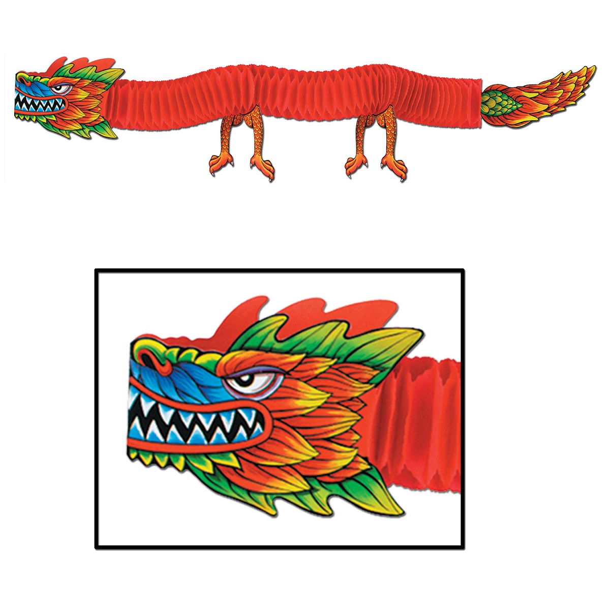 Beistle Club Pack of 12 Red Asian Dragon Chinese New Year Hanging Party Decorations 6'