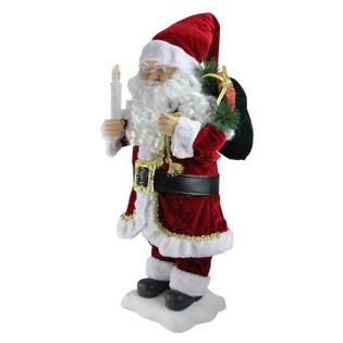 Lb International 24 Pre Lit Animated Santa Claus Holding Candle