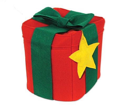 Party Central Pack of 6 Red and Green Square Christmas Gift Box Hat Costume Accessories - One Size