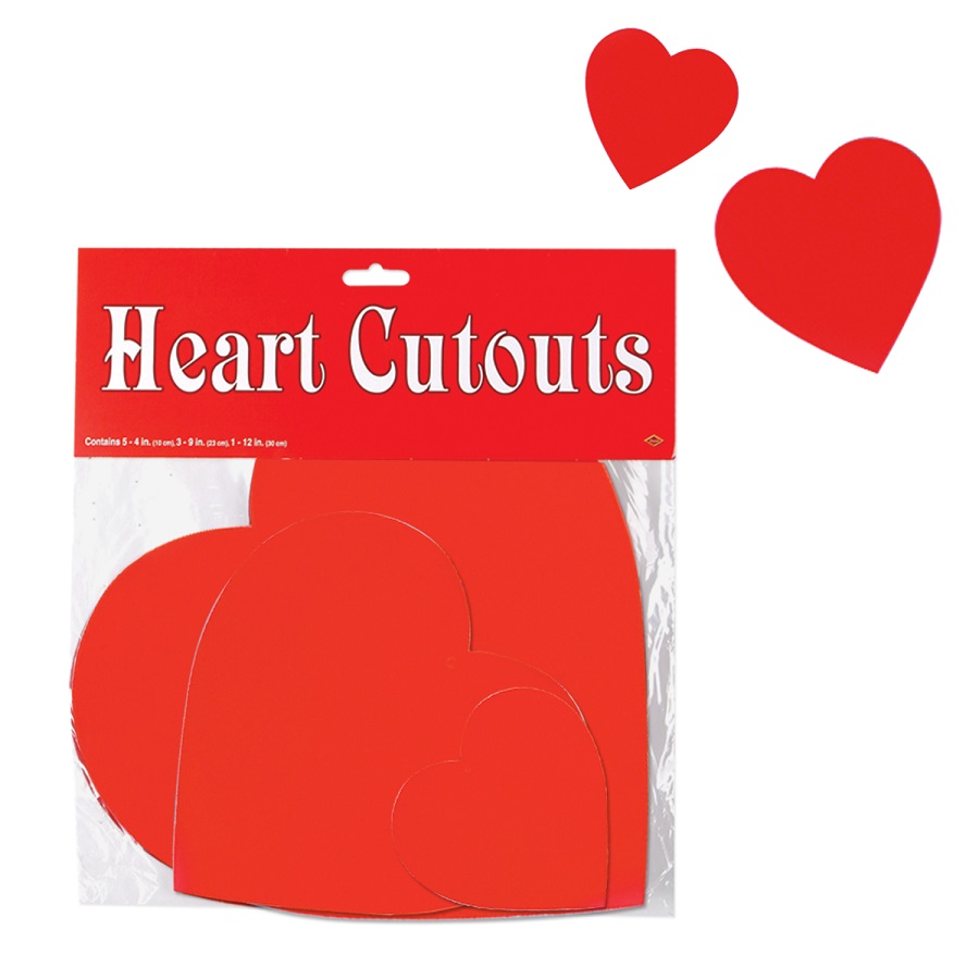 Beistle Club Pack of 216 Red Valentine Heart Cutout Decorations 12"