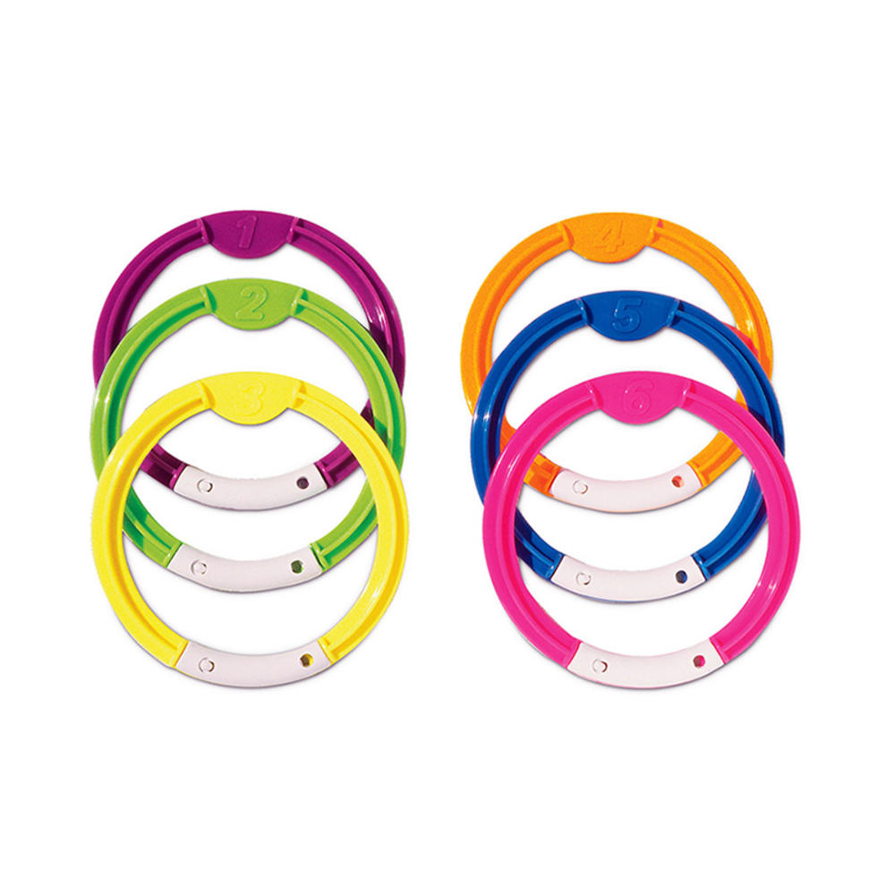 Swim Central Set of 6 Vibrantly Colored Swimming Pool Dive Rings 6"