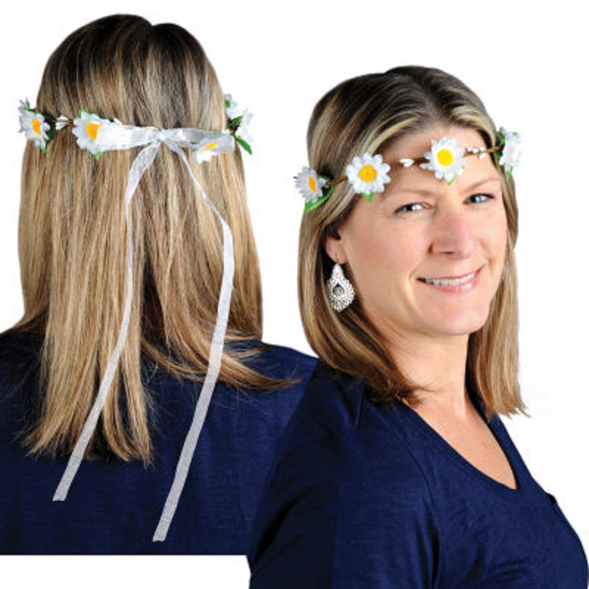 Party Central Club Pack of 12 White and Yellow Springtime Daisy Party Headbands Costume Accessories - One Size