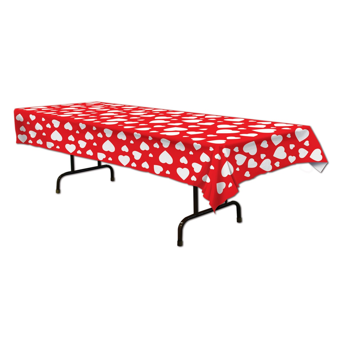Party Central Club Pack of 12 Red and White Heart Table Cover Valentines Day Decorations 54" x 108"