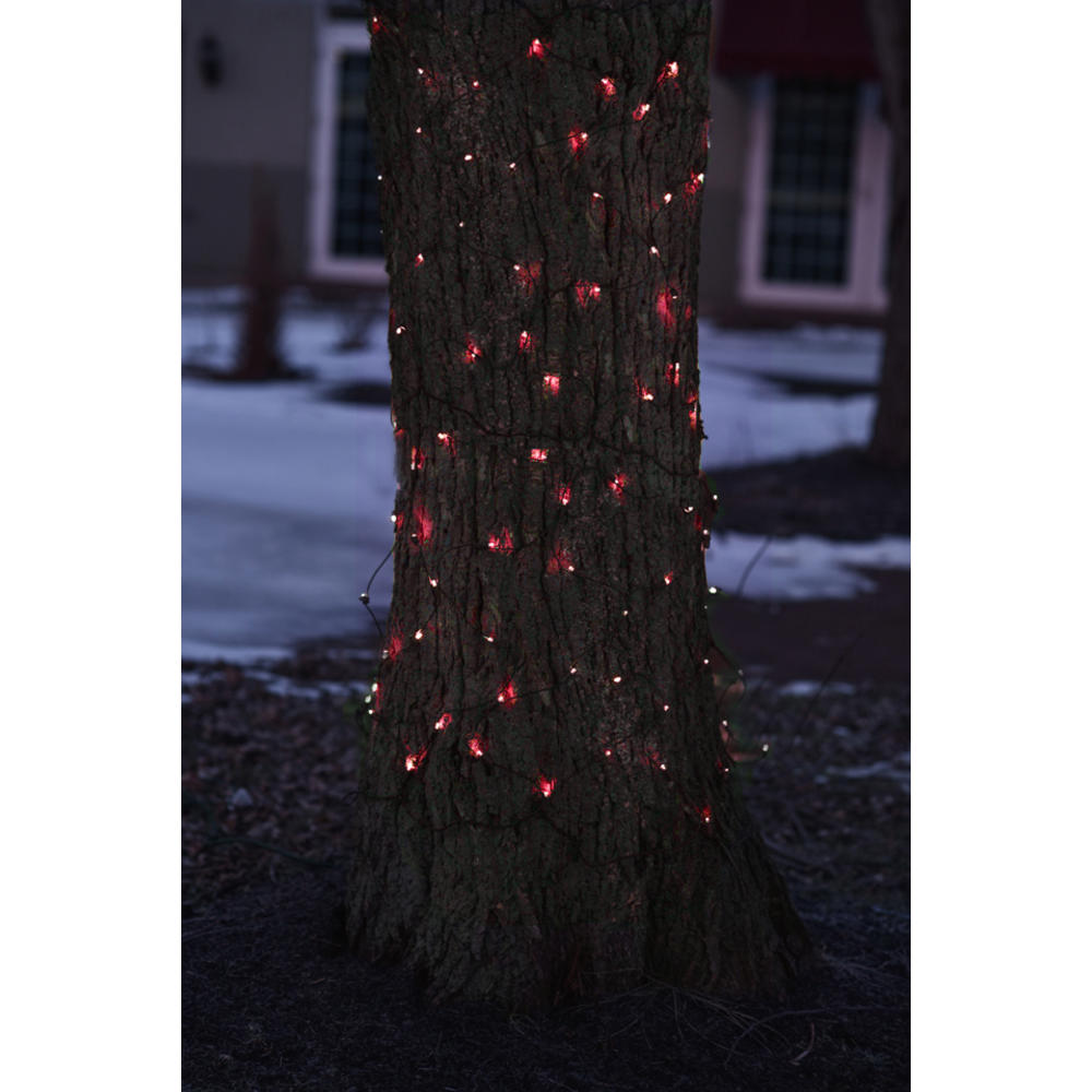 Northlight 2' x 8' Red Mini Net Style Tree Trunk Wrap Christmas Lights, Brown Wire