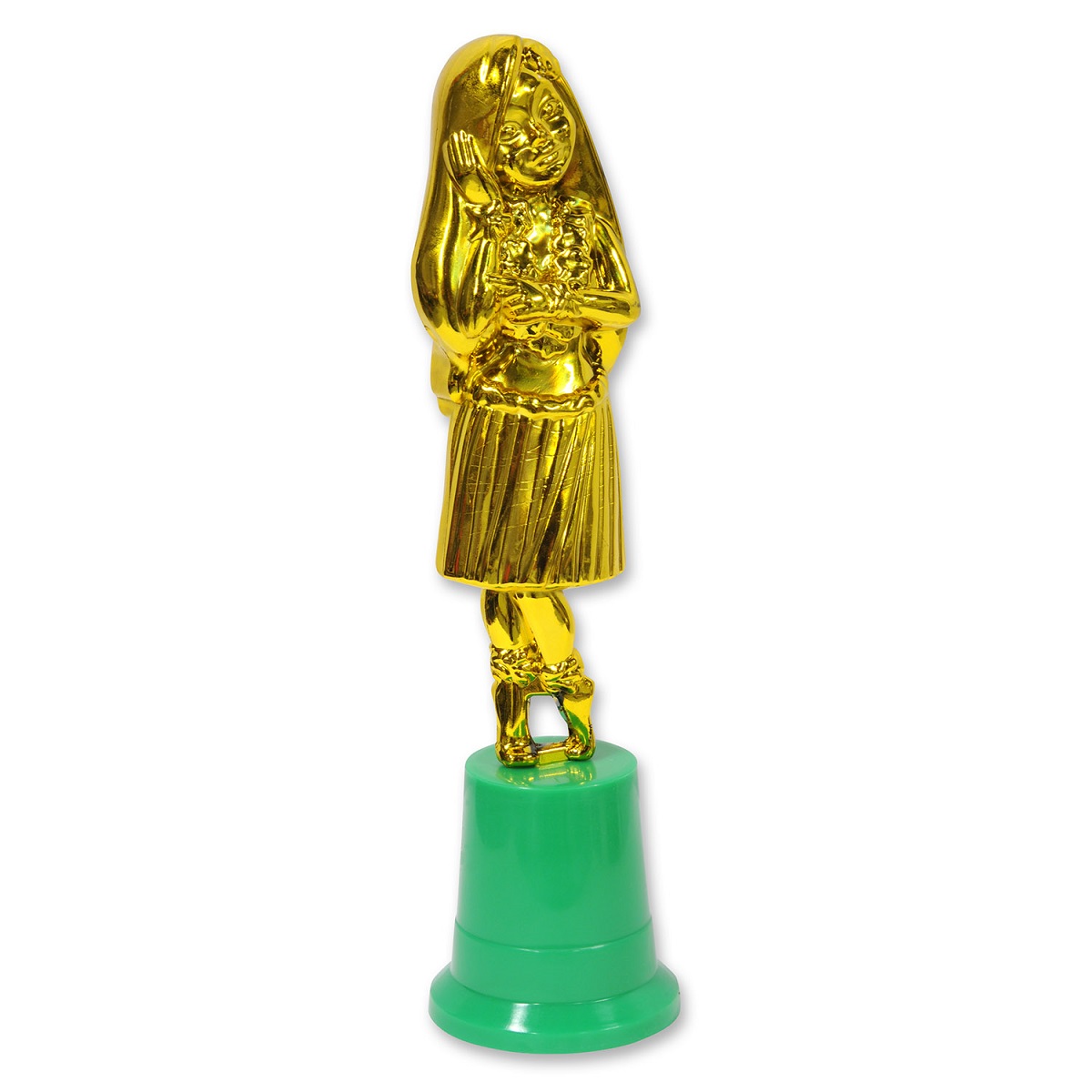 Party Central Pack of 6 Gold and Green Hula Girl Award Statuette Decors 8.5"