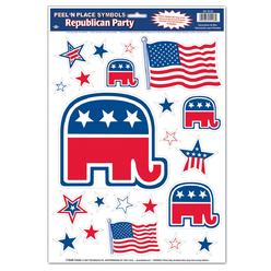 Party Central Club Pack of 264 Red and Blue Republican Peel 'N Place 17"
