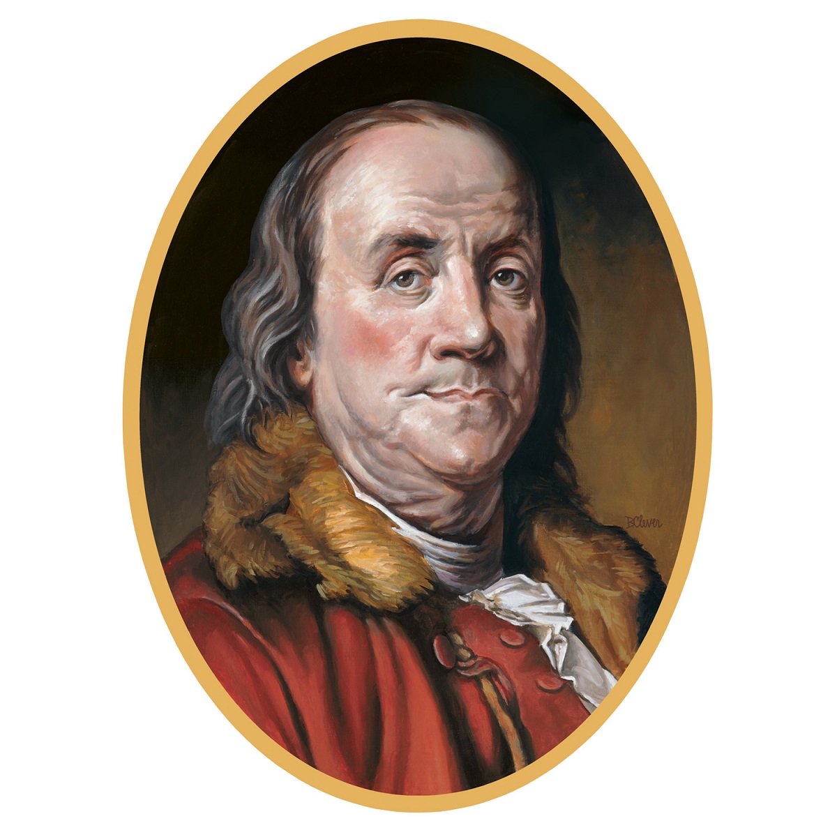 Party Central Club Pack of 12 Red and Brown Presidential Portrait of Benjamin Franklin Double Sided Cutouts Wall Decors 24.75"