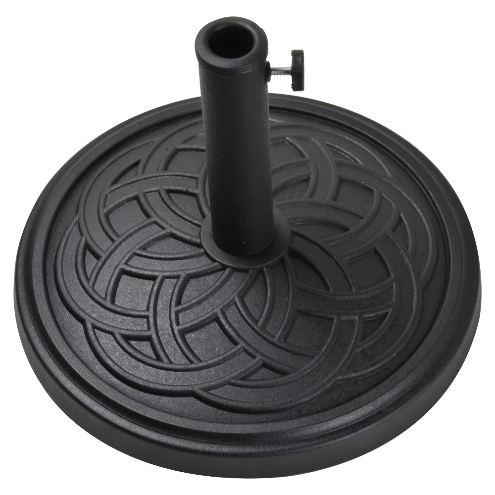 Outdoor Living and Style 12.75" Black Celtic Knot Resin and Marble Outdoor Patio Umbrella Base