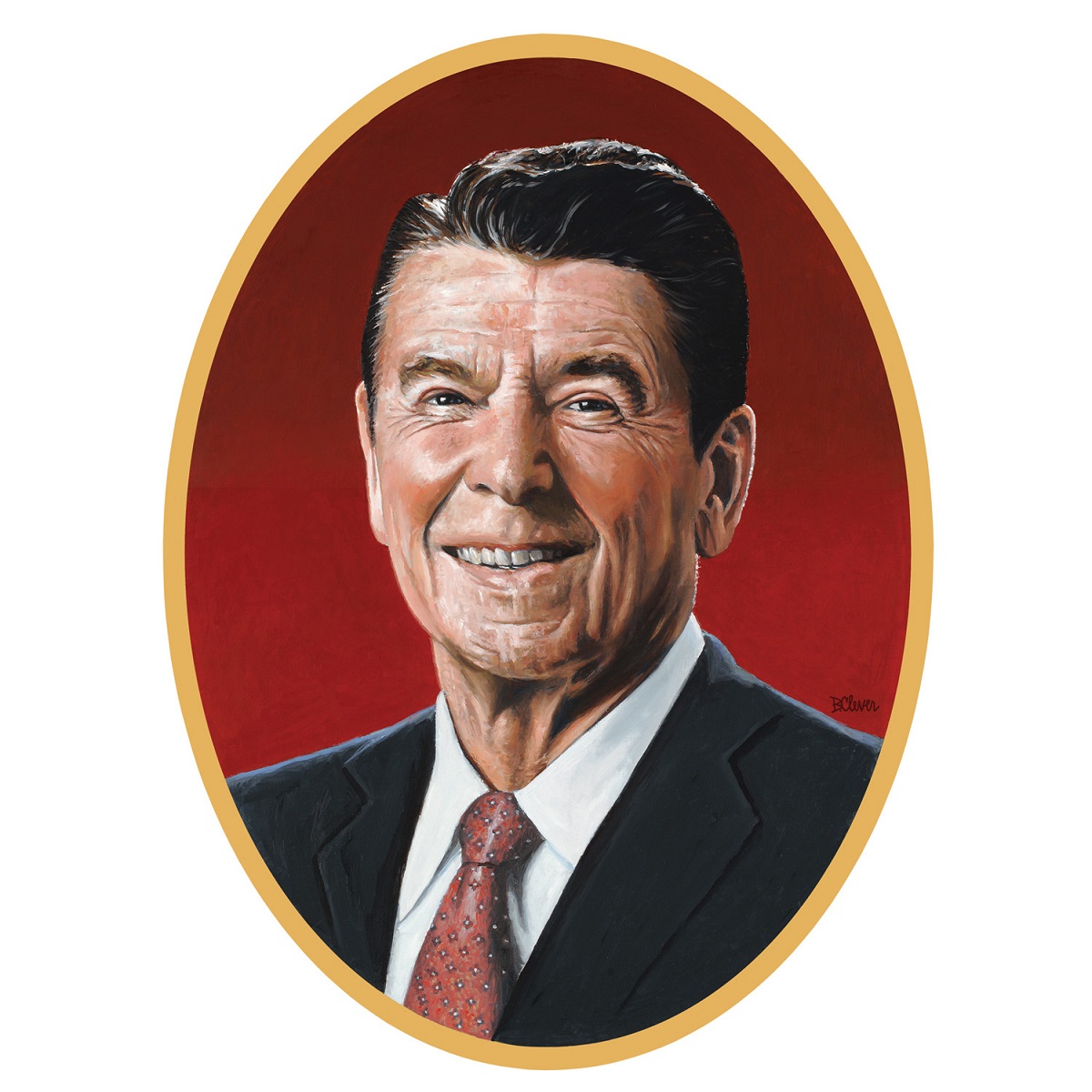 Party Central Club Pack of 12 Black and Red Presidential Portrait of Ronald Reagan Double Sided Cutouts Decors 24.75"
