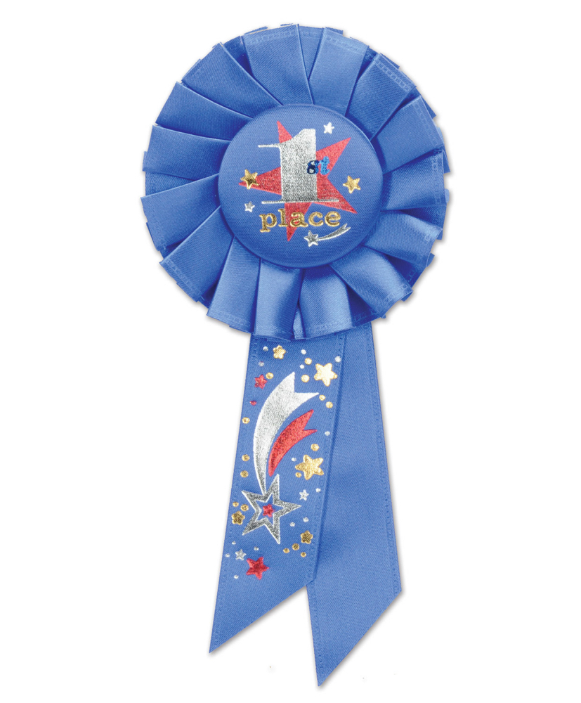 Beistle Pack of 6 Royal Blue "1st Place" School and Sports Award Rosette Ribbons 6.5"