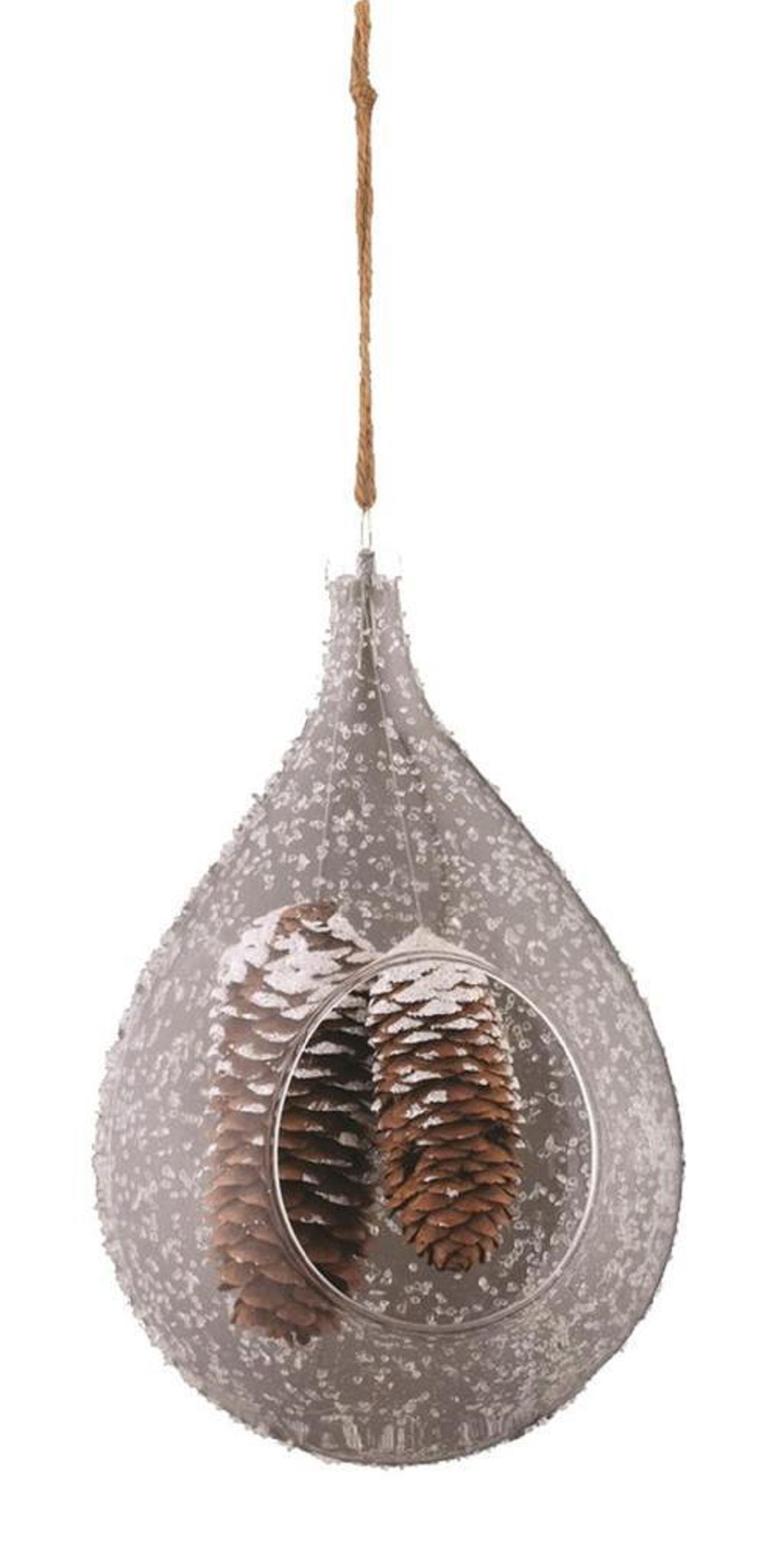NAPA HOME & GARDEN 7.5" Dangling Pine Cones in Frosted Teardrop Christmas Ornament