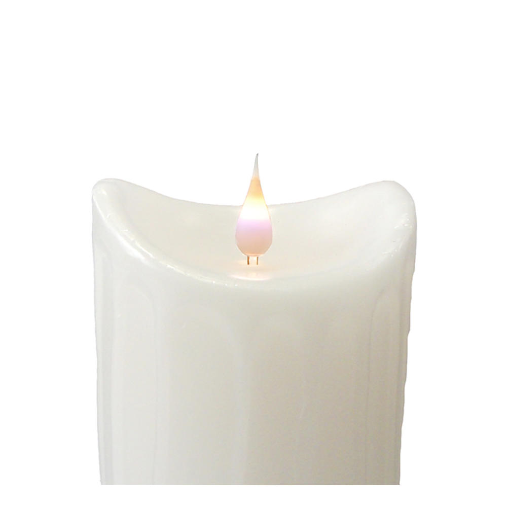 Melrose 5.25" Pre-Lit Silver Glittering Flameless LED Christmas Pillar Candle