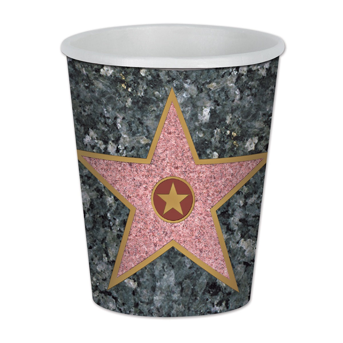 Party Central Club Pack of 96 Gray and Pink Star Disposable Paper Drinking Party Tumbler Cups 9 oz.