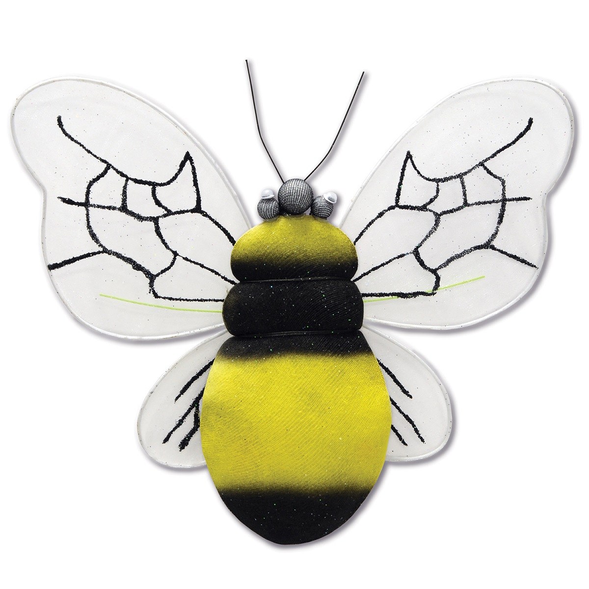 Beistle Club Pack of 12 Black and Yellow Springtime Bumblebee Hanging Decorations 9"